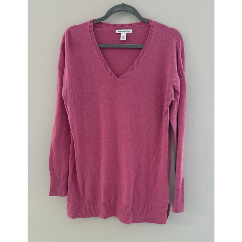 Amazon Essentials Pink V-Neck Long Sleeve Sweater - Large